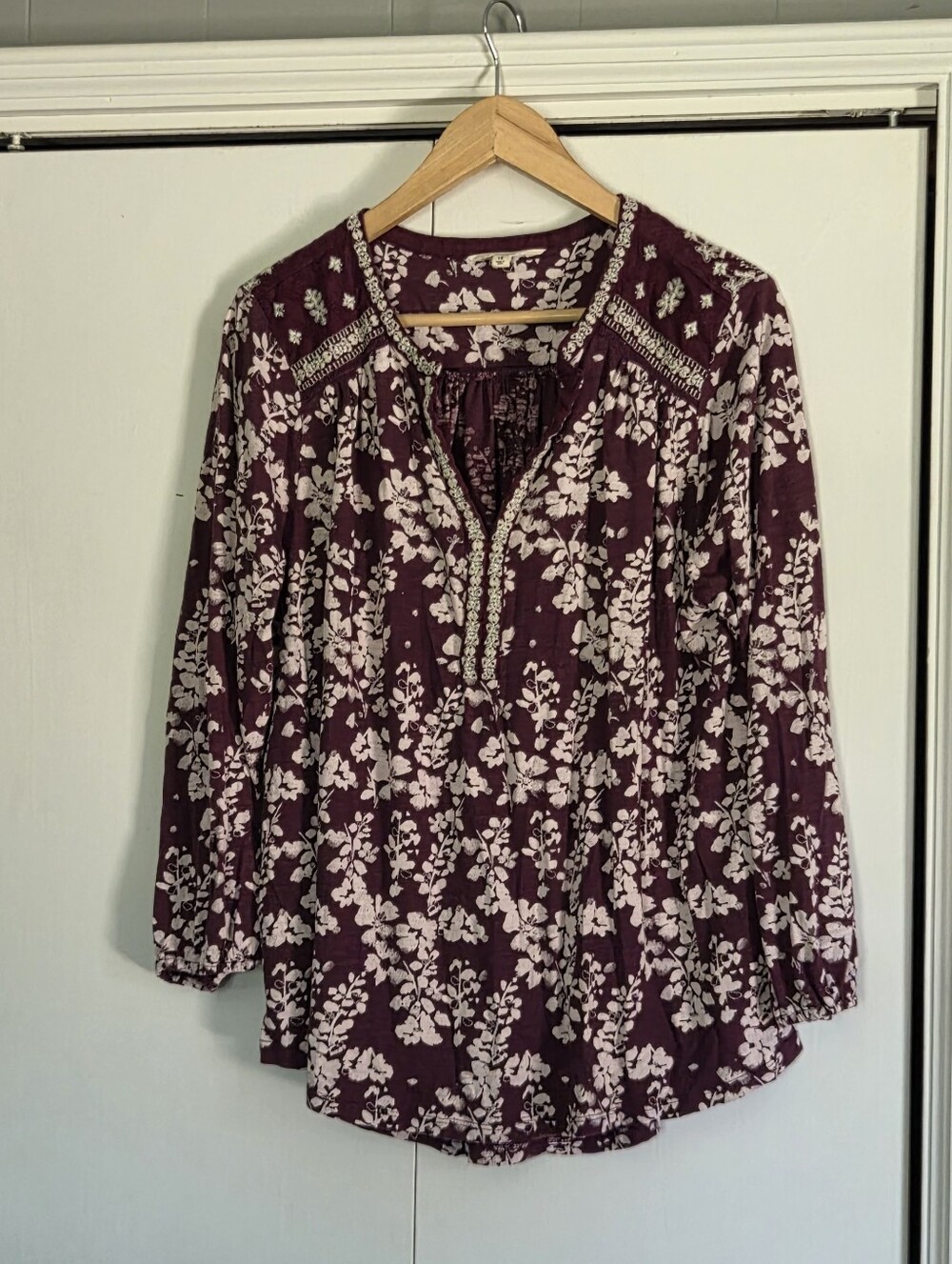 Lucky Brand Plum Floral V-Neck Tunic